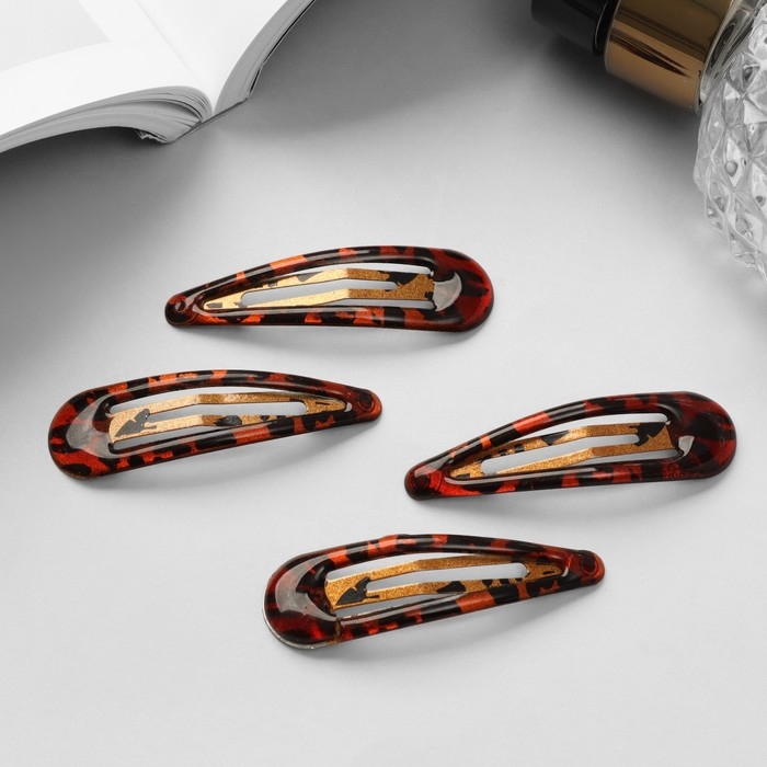 Невидимка для волос  Невидимка для волос "Ажурная" (набор 6 шт) 5 см, леопардовый