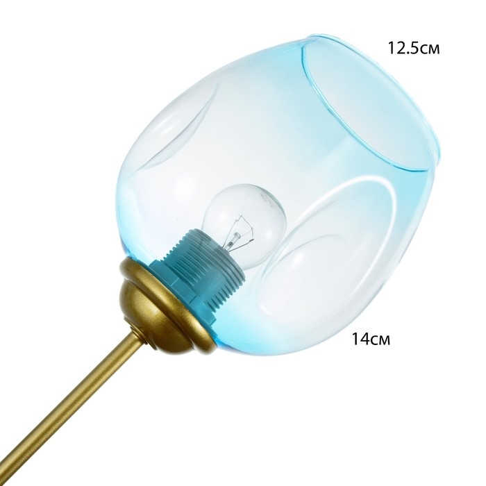 Люстра Люстра "Мурано" 8хЕ27 60Вт золото голубой 90х90х35см BayerLux