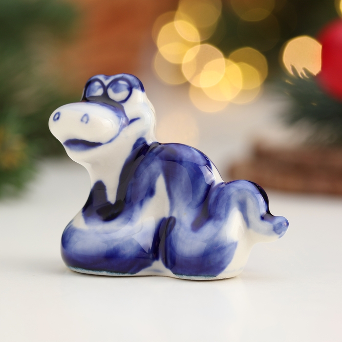 Новый год. Сувенир символ года  Новый год. Сувенир символ года "Змей Ваня", гжель, 4 см