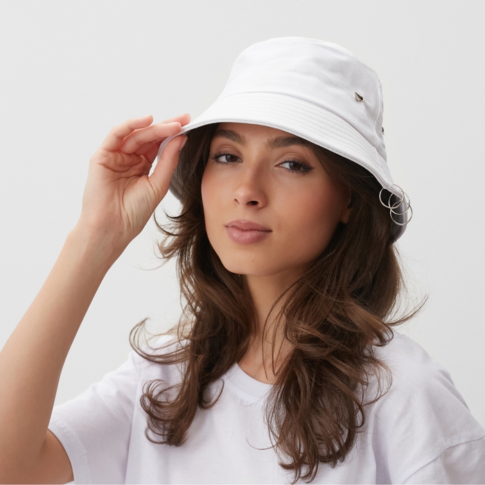 Панама MINAKU с кольцами, цвет белый, размер 56-58 Панама MINAKU с кольцами, цвет белый, размер 56-58