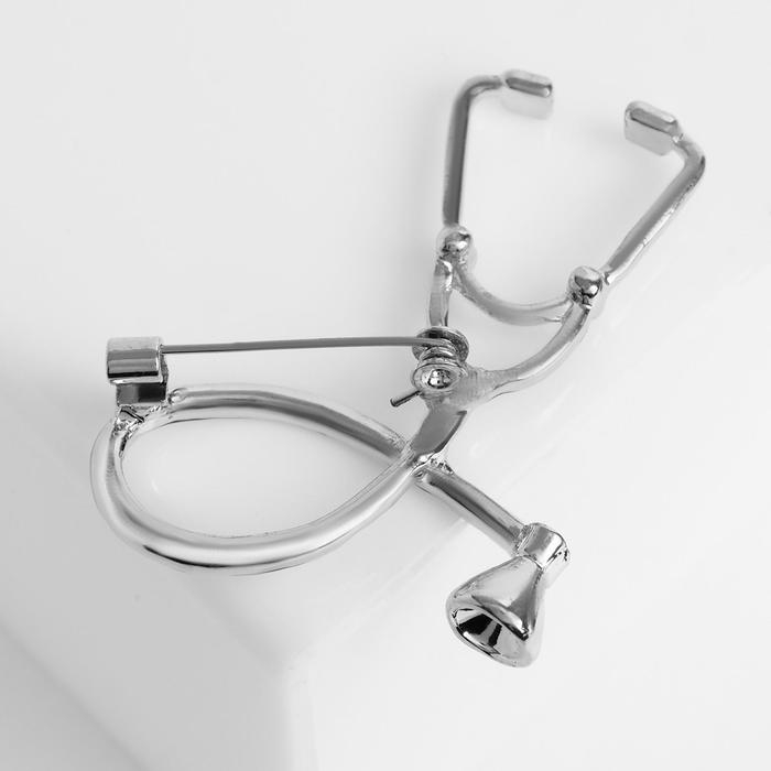 Брошь «Стетоскоп», цвет красный в серебре Брошь «Стетоскоп», цвет красный в серебре