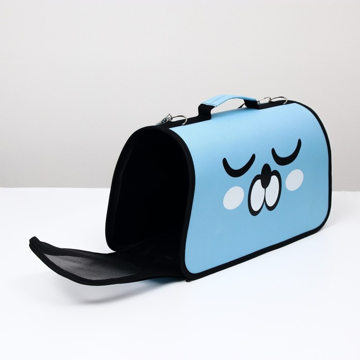 Сумка - переноска для животных Сумка - переноска для животных"Сонный пёсик", каркасная, размер S, 37,5 х 17 х 22 см, голубая 697159