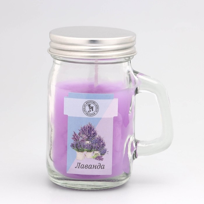 Свеча ароматическая в банке  Свеча ароматическая в банке "Лаванда", 7,2 х 8,5 см, 190 г