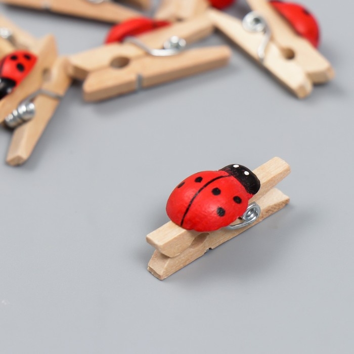 Декор для творчества дерево Декор для творчества дерево "Прищепка с божьей коровкой" (набор 10 шт) 2,6х1 см