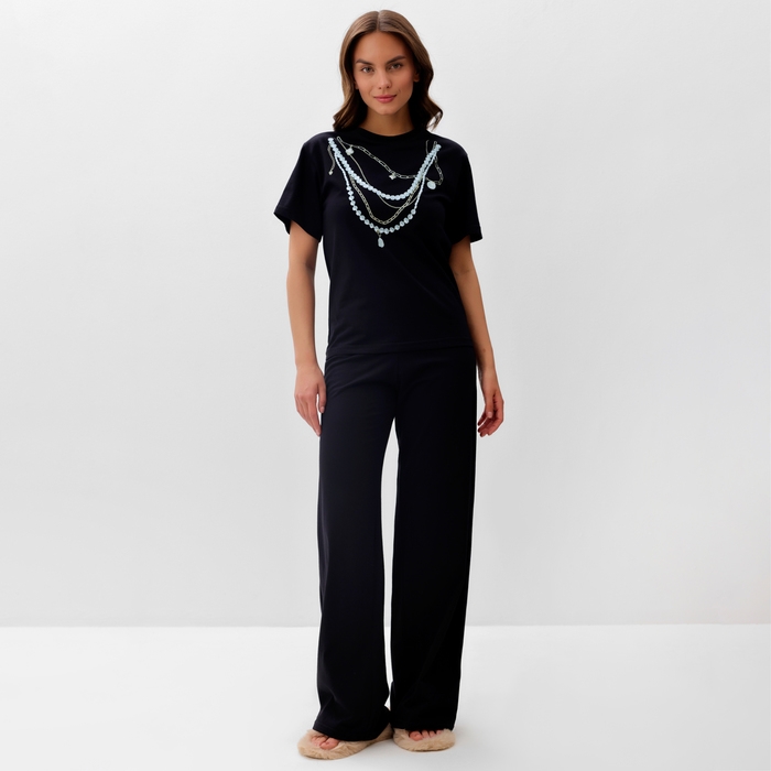 Пижама женская (футболка и брюки) KAFTAN Пижама женская (футболка и брюки) KAFTAN "Жемчуг" р. 40-42, черный