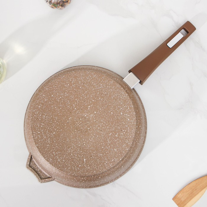 Сковорода «Гранит», d=26 см, съёмная ручка, стеклянная крышка, антипригарное покрытие, цвет коричневый Сковорода «Гранит», d=26 см, съёмная ручка, стеклянная крышка, антипригарное покрытие, цвет коричневый