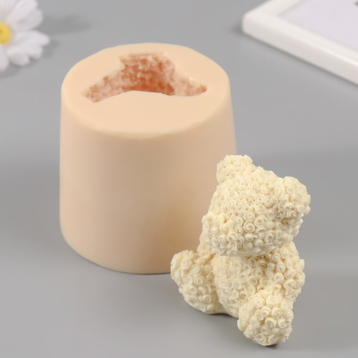 Молд силиконовый "Мишка из роз" 7,х5,3х8 см МИКС