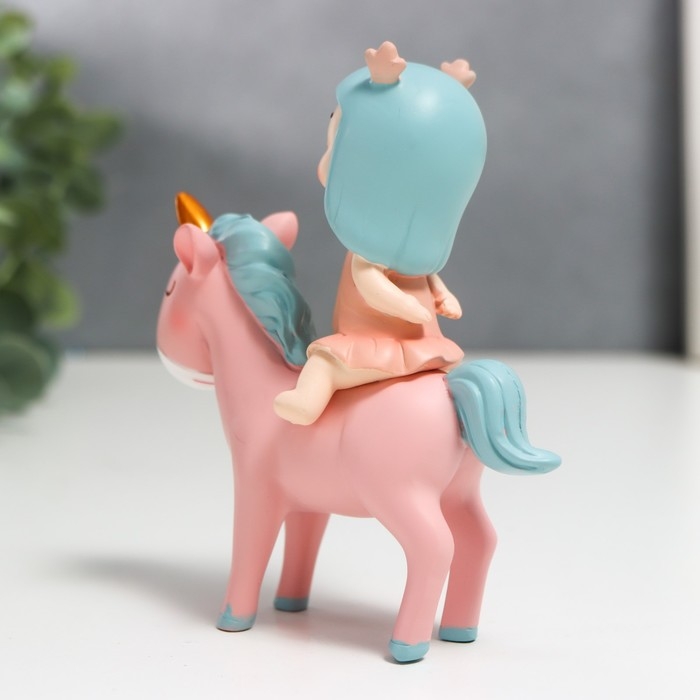 Сувенир полистоун  Сувенир полистоун "Малышка с оленьими рожками верхом на единорожке" 10,5х9х3,5 см