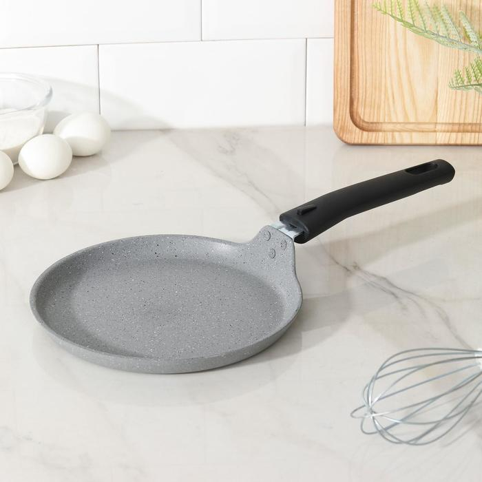 Сковорода блинная, d=20 см, пластиковая ручка, антипригарное покрытие, цвет светлый мрамор Сковорода блинная, d=20 см, пластиковая ручка, антипригарное покрытие, цвет светлый мрамор
