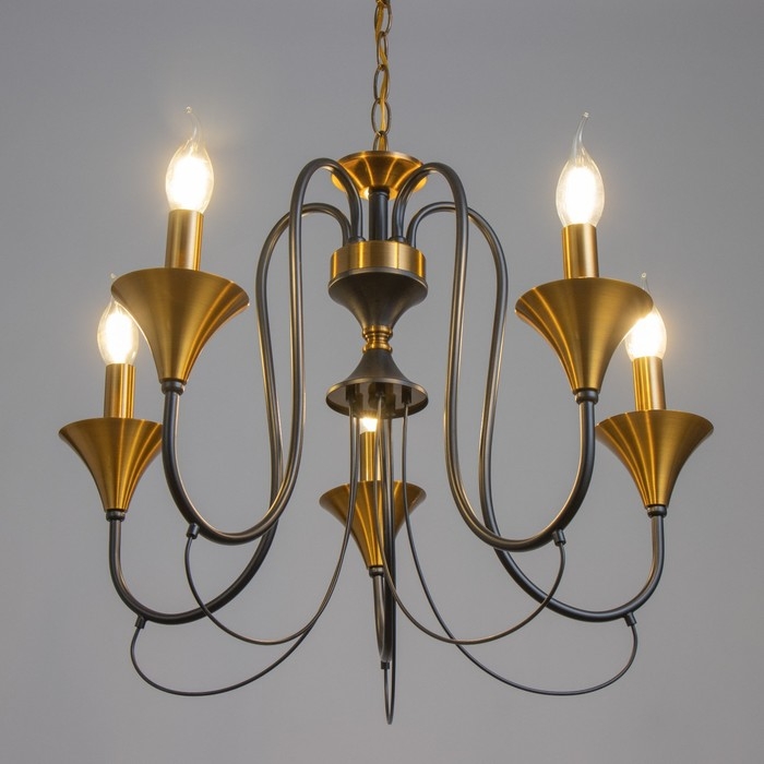 Люстра Люстра "Элимин" 5хЕ14 40Вт черно-золотой 56х75х56 см BayerLux