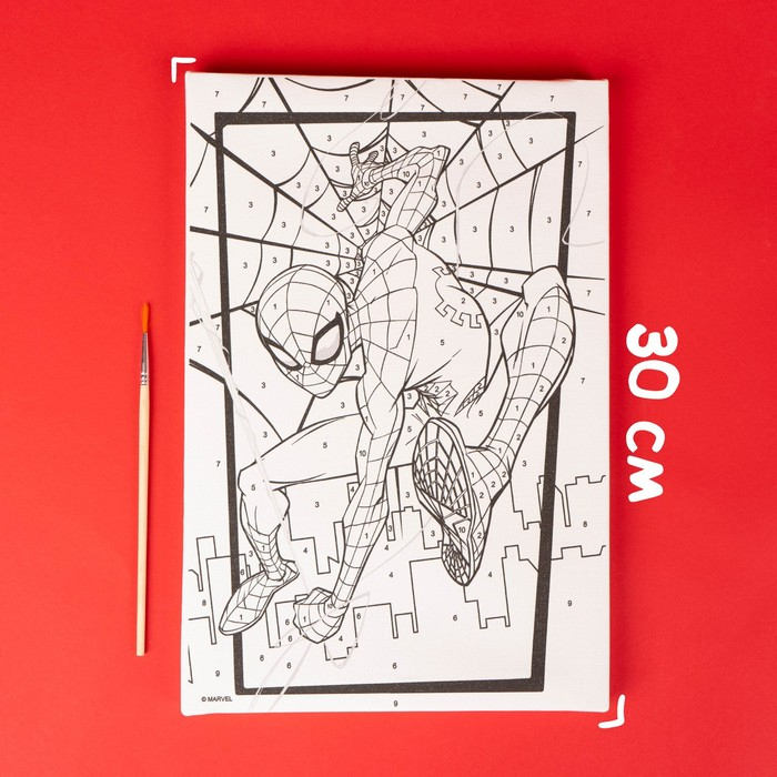 Картина по номерам для детей, 20х30 см, Человек-паук Картина по номерам для детей, 20х30 см, Человек-паук