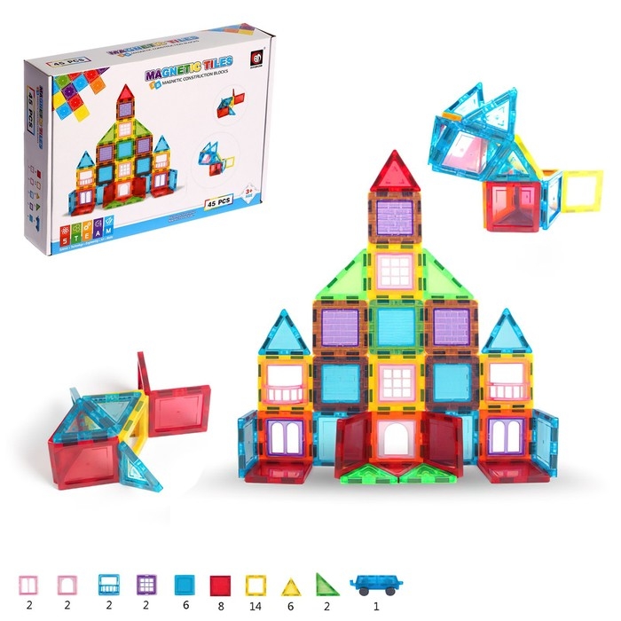Конструктор магнитный «Магический магнит», 45 деталей Конструктор магнитный «Магический магнит», 45 деталей