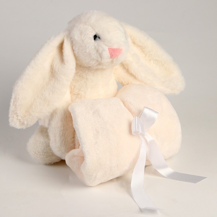 Мягкая игрушка с пледом «Зайка», цвет белый