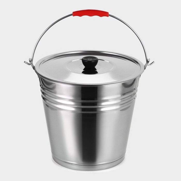 Ведро из нержавеющей стали с крышкой, 8 л, d=28 см, AISI 201 Ведро из нержавеющей стали с крышкой, 8 л, d=28 см, AISI 201