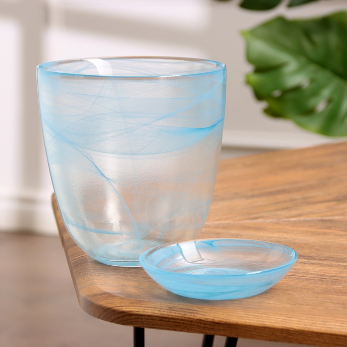 Горшок цветочный с поддоном Горшок цветочный с поддоном "Гармония", бирюзовый 1 л