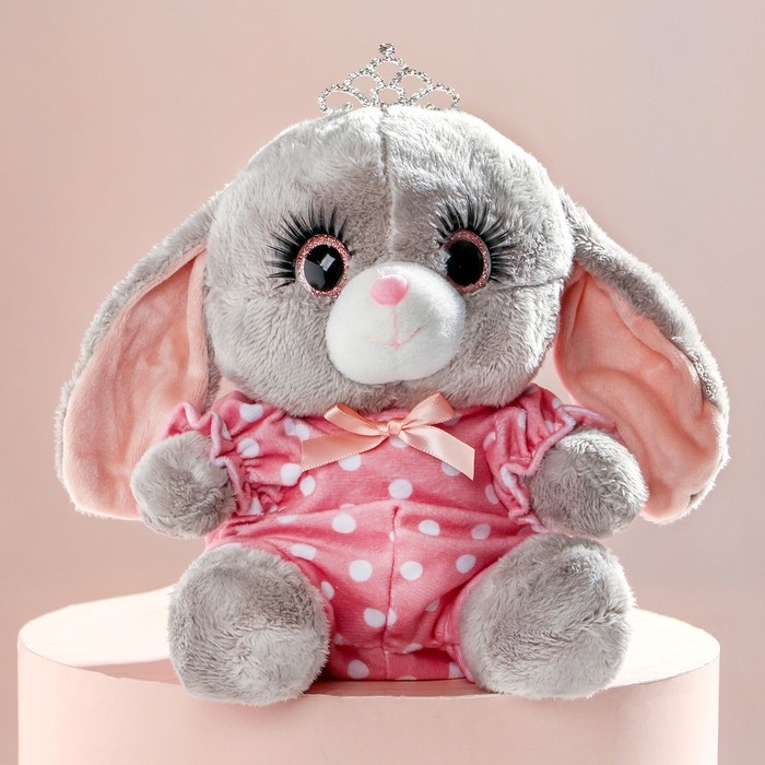 Мягкая игрушка «Зайка Ла-Пу-Ля в камбинизоне с короной», цвет серый, 20см Мягкая игрушка «Зайка Ла-Пу-Ля в камбинизоне с короной», цвет серый, 20см