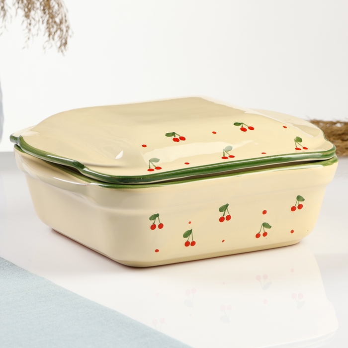 Емкость для запекания Емкость для запекания "Тетра с крышкой" 1,2л / 10х22х19,5см, кантри