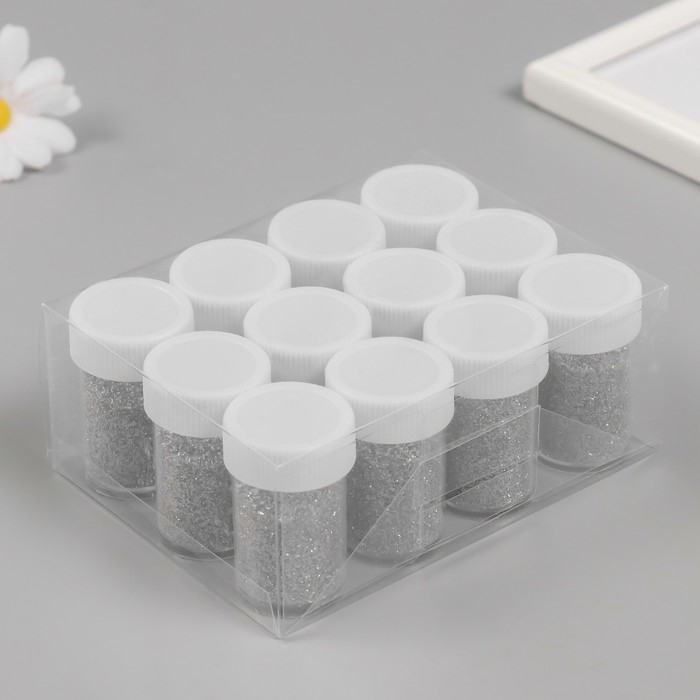 Глиттер размер 1/96, упаковка 12 шт/10 гр, серебро Глиттер размер 1/96, упаковка 12 шт/10 гр, серебро