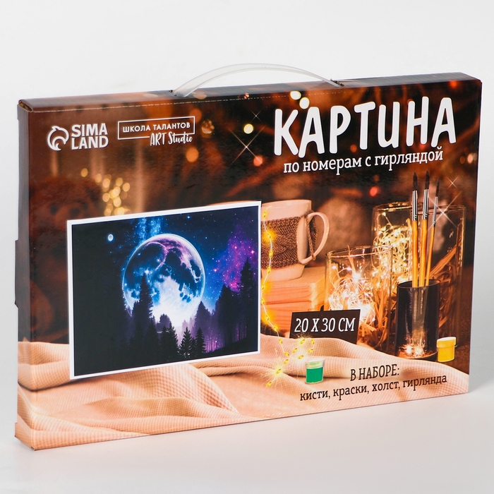 Картина по номерам с подрамником и гирляндой «Космос», 20 х 30 см Картина по номерам с подрамником и гирляндой «Космос», 20 х 30 см