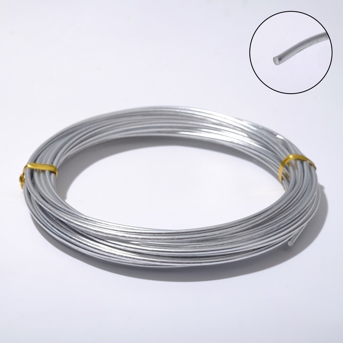 Проволока для плетения d=2 мм, намотка 5 м, цвет серебро Проволока для плетения d=2 мм, намотка 5 м, цвет серебро