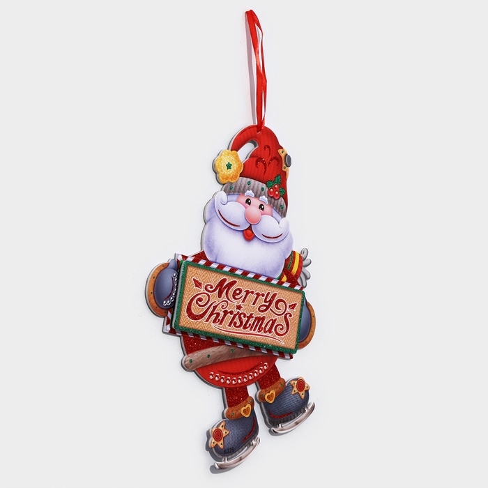 Декоративное украшение (подвеска)  Декоративное украшение (подвеска) "Дедушка мороз на коньках" 33,5х24,5 см