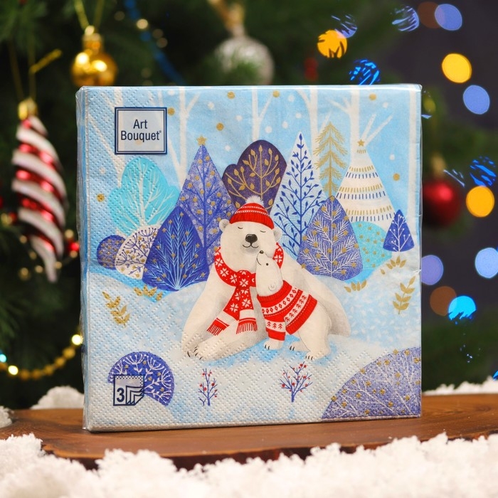 Новогодние салфетки бумажные Art Bouquet «Зимняя прогулка», 3 слоя, 33х33, 20 шт. Новогодние салфетки бумажные Art Bouquet «Зимняя прогулка», 3 слоя, 33х33, 20 шт.