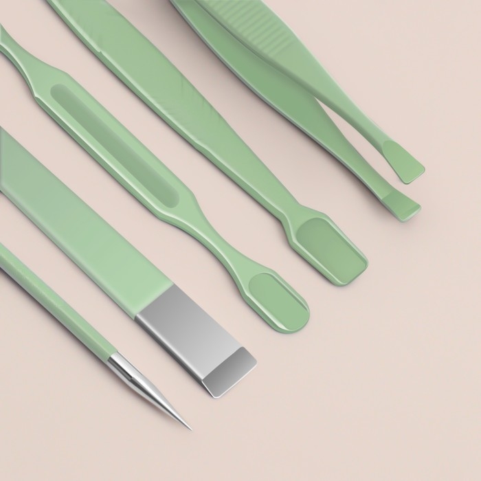 Набор маникюрный, 12 предметов, в футляре, цвет ментоловый Набор маникюрный, 12 предметов, в футляре, цвет ментоловый