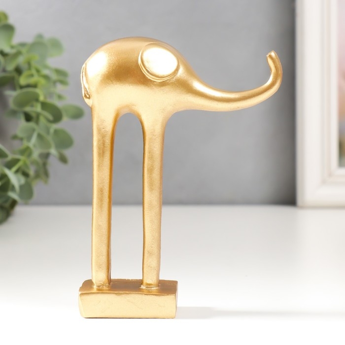 Сувенир полистоун Сувенир полистоун "Золотой слон с длинными ножками" 3х9х12,5 см