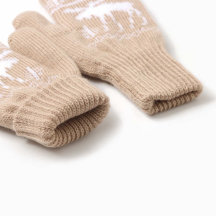 Варежки двойные женские  Варежки двойные женские "Олень", цвет светло-коричневый, р-р 18