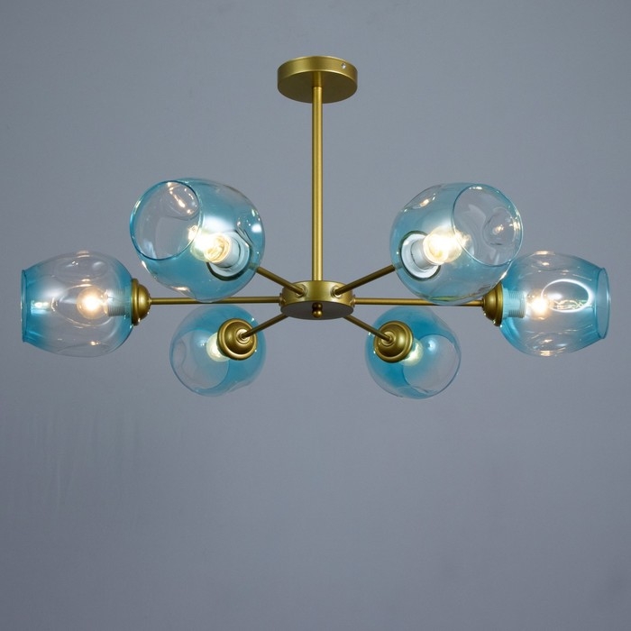 Люстра "Мурано" 6хЕ27 60Вт золото голубой 78х78х35см BayerLux