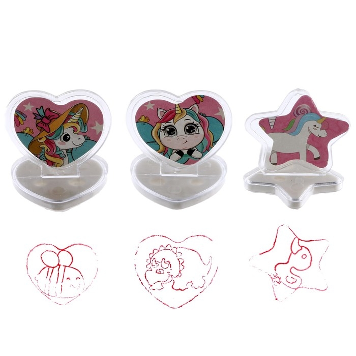 Печать цветная «Единороги», набор 3 шт., ролик-печать с 2 насадками, штемпельная подушка Печать цветная «Единороги», набор 3 шт., ролик-печать с 2 насадками, штемпельная подушка