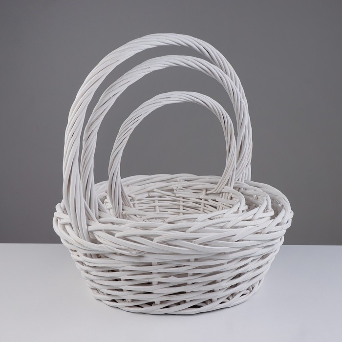 Набор корзин, 3 шт, 45х17/46 см, 36х14/38 см, 27х11/30 см, белый, лоза Набор корзин, 3 шт, 45х17/46 см, 36х14/38 см, 27х11/30 см, белый, лоза
