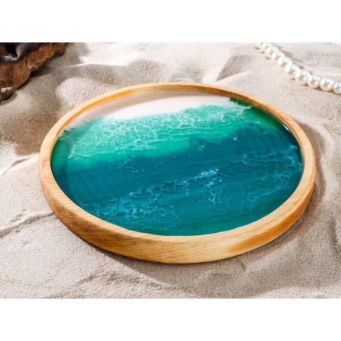 Поднос с эпоксидной пищевой смолой Adelica, 25×2,5 см, цельный массив кедра, рисунок МИКС Поднос с эпоксидной пищевой смолой Adelica, 25×2,5 см, цельный массив кедра, рисунок МИКС