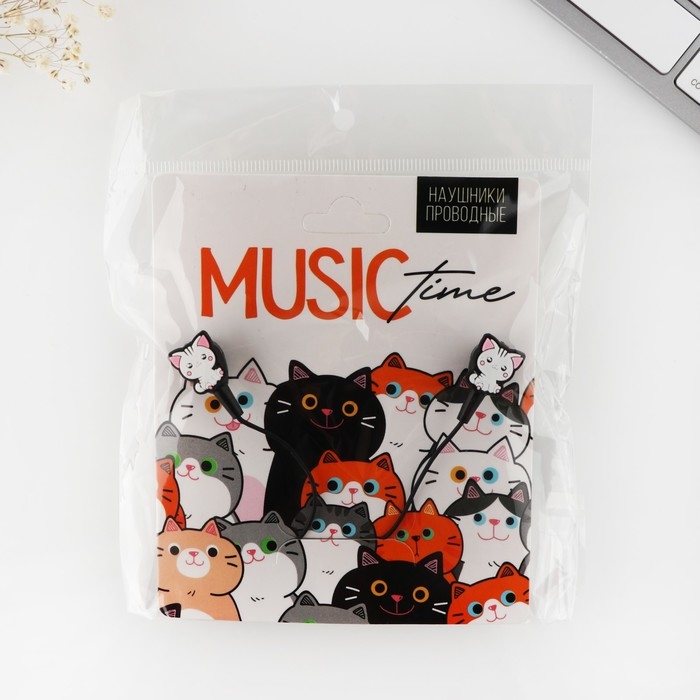 Наушники на открытке Наушники на открытке "Котики", мод. OBT 1.4, 120 см