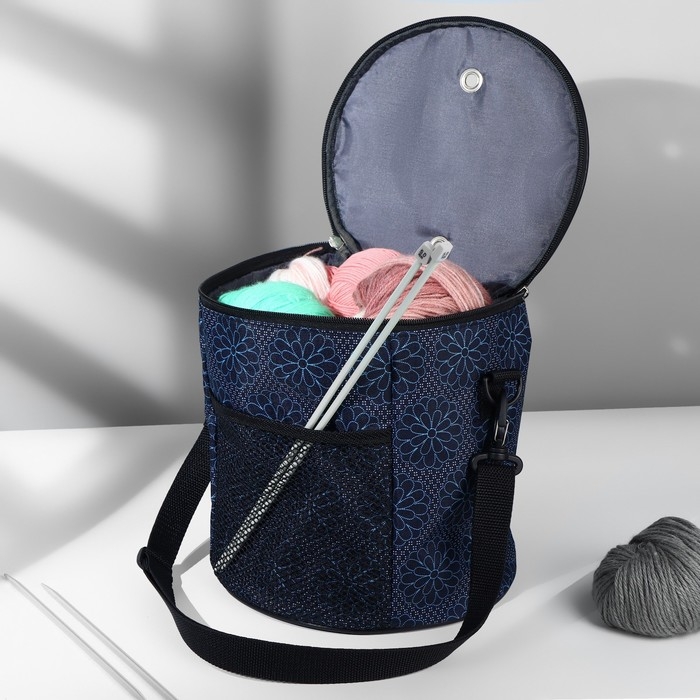 Сумка-футляр «Синие цветы», 2 люверса, d = 21 × 23 см, цвет разноцветный Сумка-футляр «Синие цветы», 2 люверса, d = 21 × 23 см, цвет разноцветный