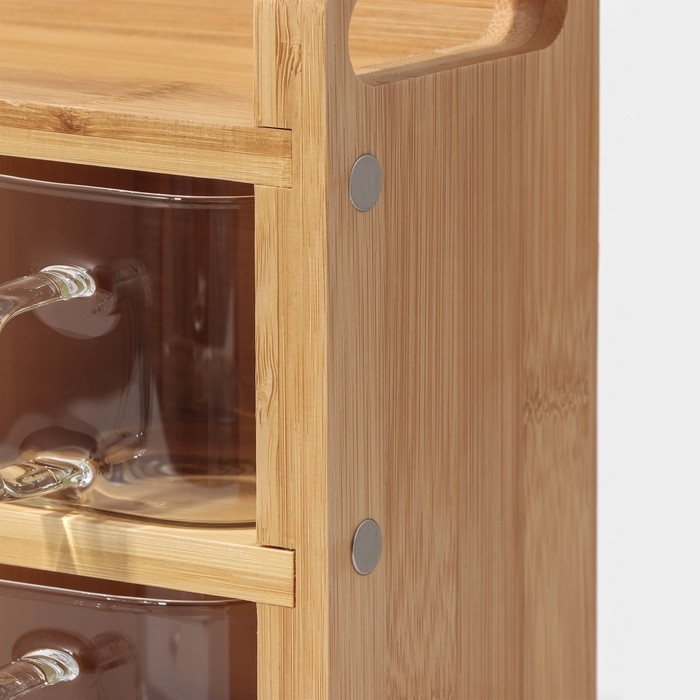 Банки стеклянные для хранения сыпучих продуктов «Тури», 8 предметов: 6 банок 300 мл, 8×6 см, ложка, бамбуковый ящик Банки стеклянные для хранения сыпучих продуктов «Тури», 8 предметов: 6 банок 300 мл, 8×6 см, ложка, бамбуковый ящик