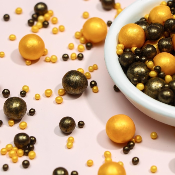 Посыпка кондитерская в цветной глазури  Посыпка кондитерская в цветной глазури "Жемчуг" золото, бронза, 50 г