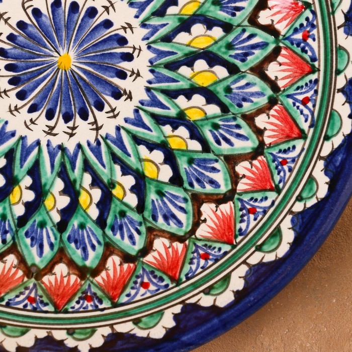 Тарелка Риштанская Керамика Тарелка Риштанская Керамика "Узоры", 22 см, синяя