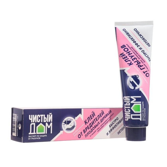 Клей от грызунов и насекомых Чистый дом туба 130 г Клей от грызунов и насекомых Чистый дом туба 130 г