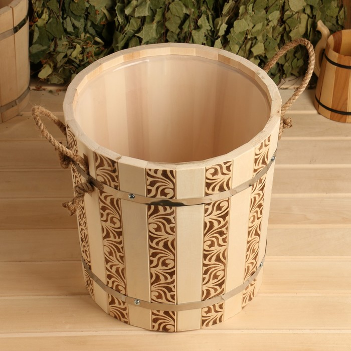 Запарник из липы, 18 л,  пластиковая вставка, ручка-веревка (Рисунок  1) Запарник из липы, 18 л,  пластиковая вставка, ручка-веревка (Рисунок  1)