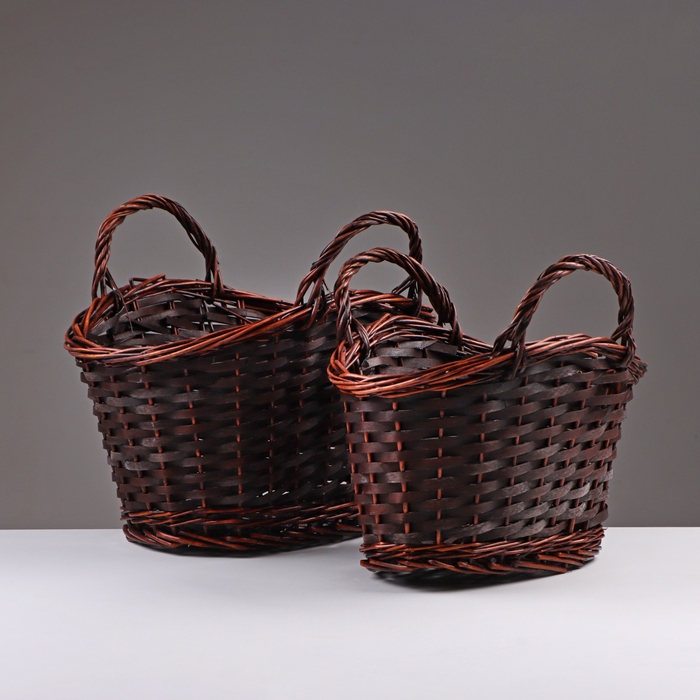 Набор корзин из 2 шт, 39х25х19/33 см, коричневый, ива Набор корзин из 2 шт, 39х25х19/33 см, коричневый, ива