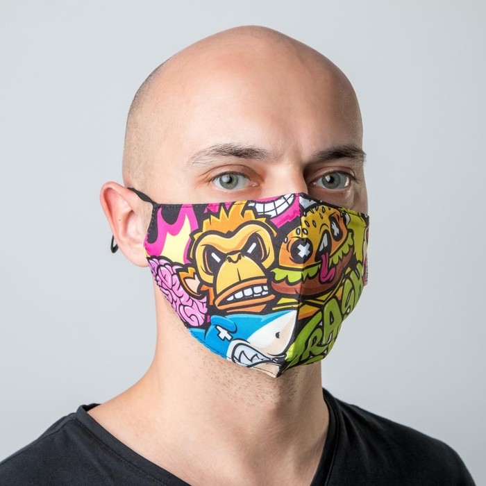 Маска тканевая с регулирующимися завязками  Маска тканевая с регулирующимися завязками "TRASH"