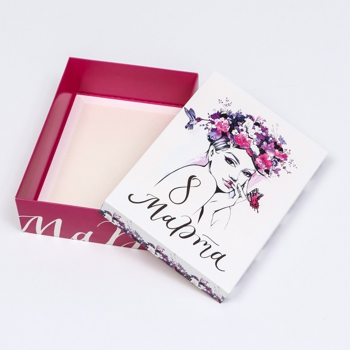 Подарочная коробка Подарочная коробка "8 марта с девушкой", 21 х 15 х 5,7 см