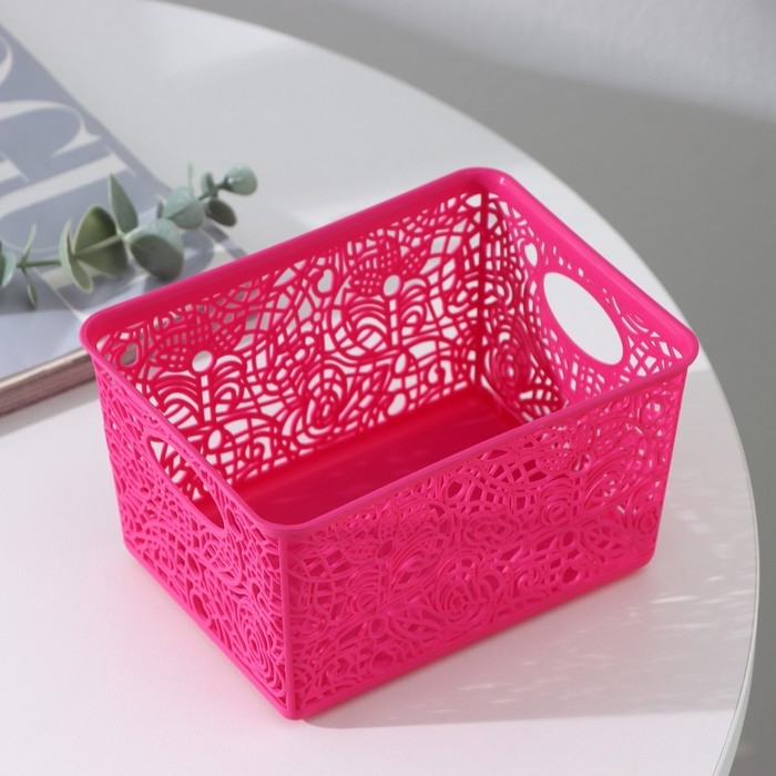 Корзинка для хранения «Кружевные цветы», пластик, 14×10×8 см, цвет МИКС Корзинка для хранения «Кружевные цветы», пластик, 14×10×8 см, цвет МИКС
