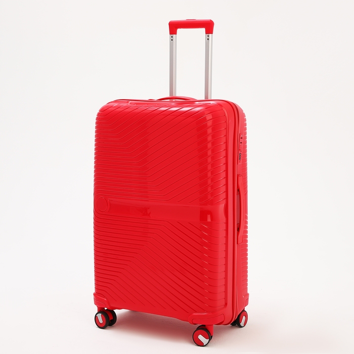 Чемодан большой 100 л (L), отдел на молнии, кодовый замок, 4 колеса, цвет красный Чемодан большой 100 л (L), отдел на молнии, кодовый замок, 4 колеса, цвет красный