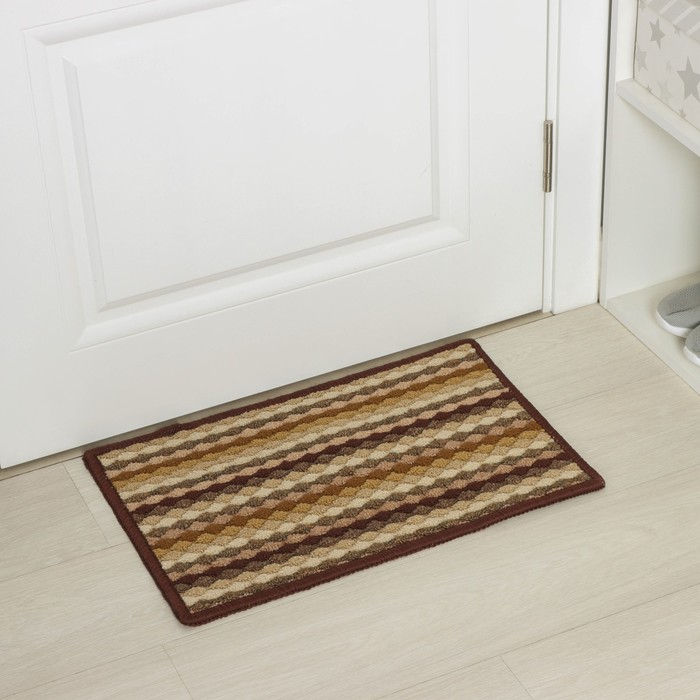 Коврик влаговпитывающий придверный Доляна «Цветная косичка», 38×57 см, цвет коричневый Коврик влаговпитывающий придверный Доляна «Цветная косичка», 38×57 см, цвет коричневый