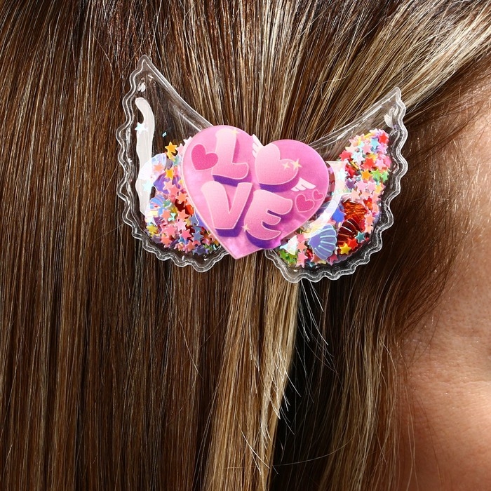 Заколка для волос с шейкером LOVE, 6 х 4.5 см Заколка для волос с шейкером LOVE, 6 х 4.5 см