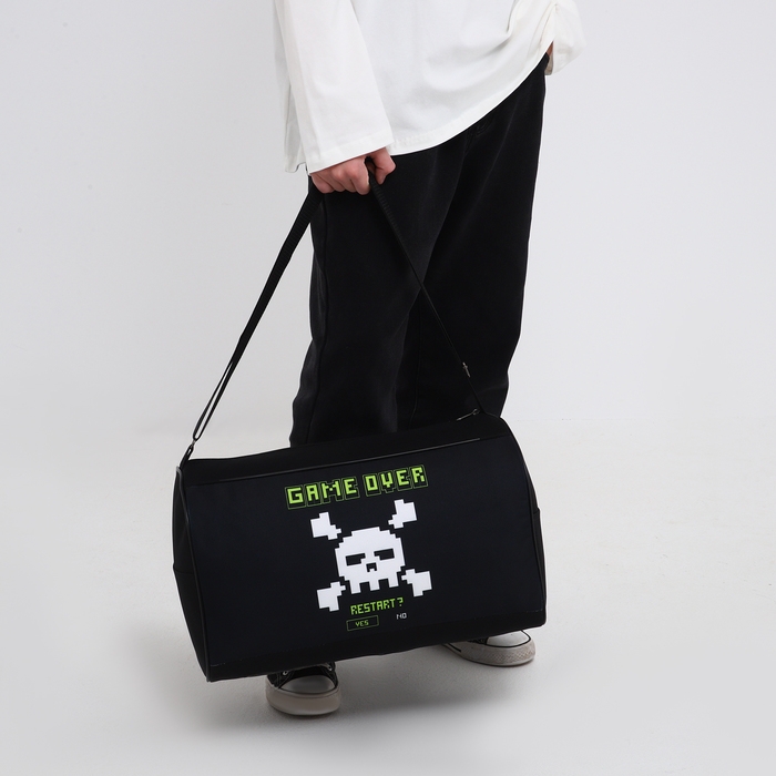 Сумка детская спортивная для мальчика Game over, 40*24*21, отд на молнии, чёрный