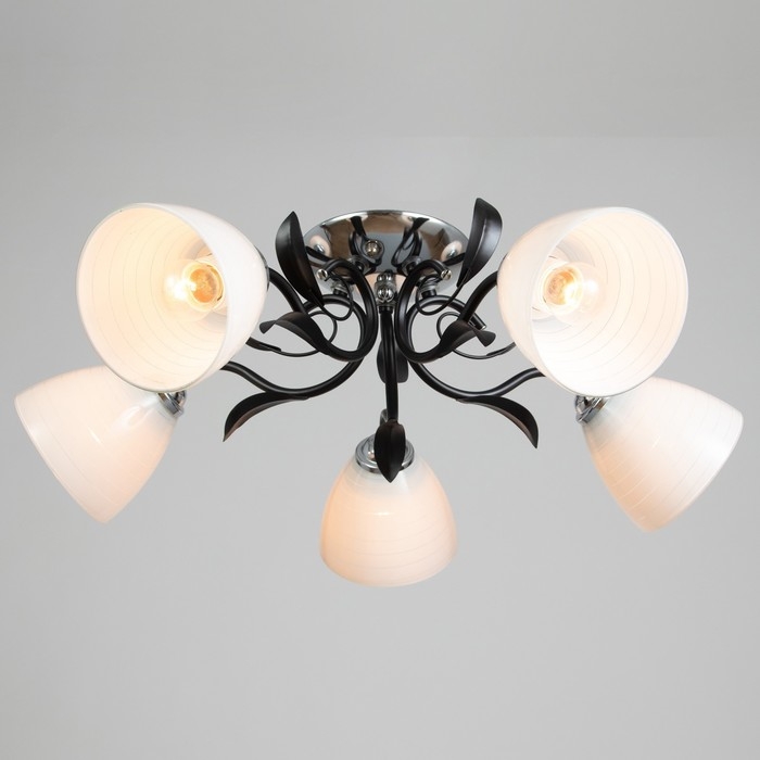 Люстра Люстра "Девин" 5хЕ27 40Вт черно-хромовый 55х55х30 см BayerLux