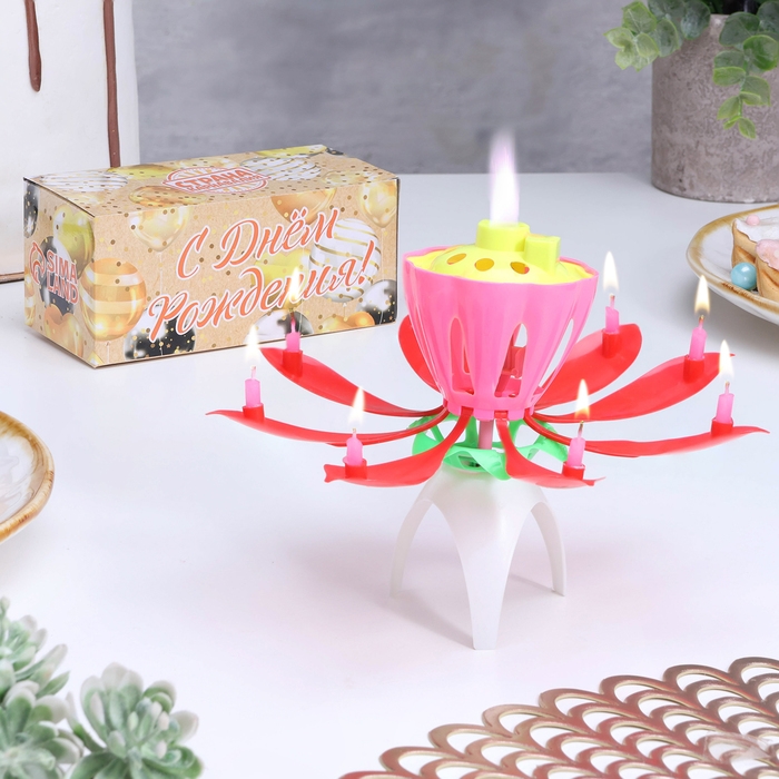 Свеча для торта музыкальная  Свеча для торта музыкальная "Тюльпан", красная, 12×5 см